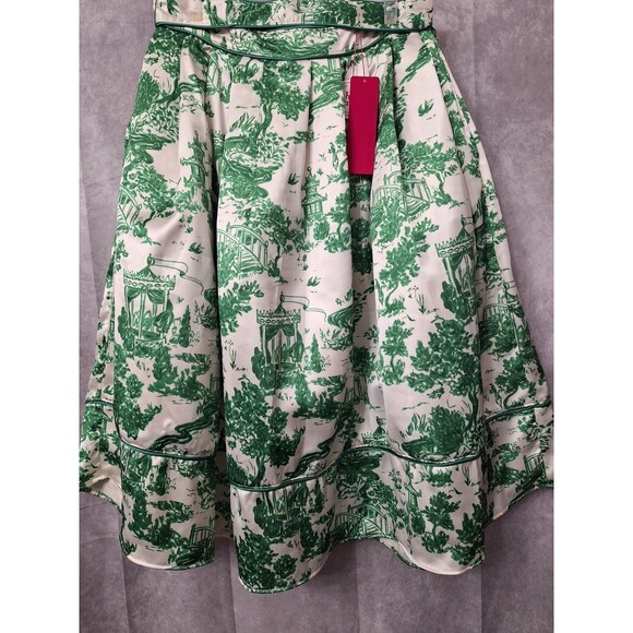 Lake Lady Graphic Print Circle Skirt Sz Small Pocket Oriental Derby Formal Party - Picture 2 of 13